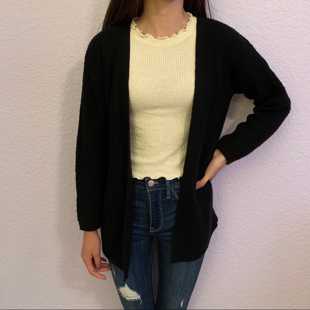Black Knit Cardigan Girls Size L (10/12)